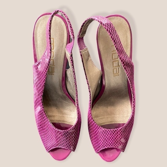 Faux Crocodile Peep Toe Heels - Picture 5 of 7